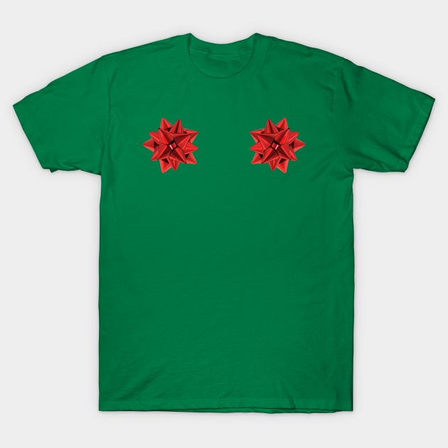 christmas red gift bows T-Shirt by gossiprag